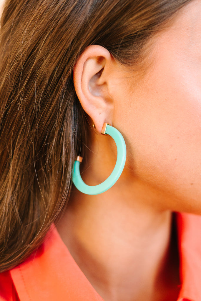 It's All On You Teal Green Hoop Earrings Shop the Mint