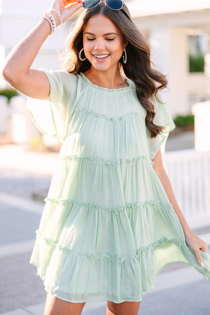 slim fit dress slacks Where It All Begins Melon Green Babydoll Dress – Shop the Mint