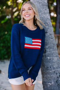 A True Patriot Navy American Flag Sweater