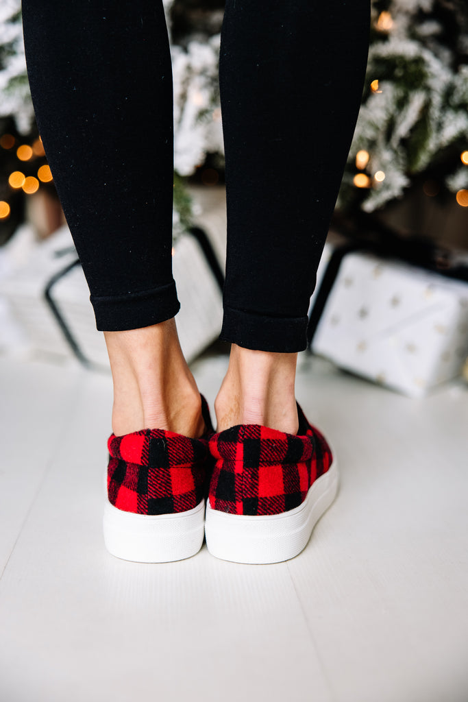Let's Go Travel Red Buffalo Plaid Sneakers – Shop the Mint