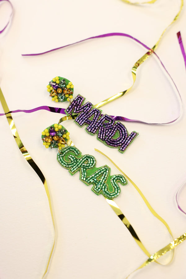 Treasure Jewels: Mardi Gras Green and Purple Earrings