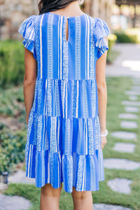 Just A Feeling Royal Blue Aztec Striped Dress