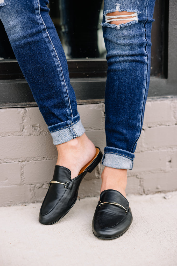 Be Your Own Boss Black Flat Mules Be Your Own Boss Black Flat Mules