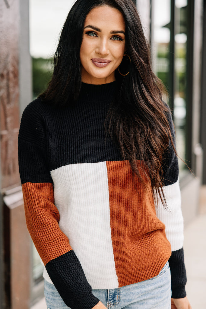 Chic Black Colorblock Sweater - Long Sleeves – Shop the Mint
