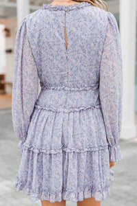 Just For Fun Lilac Gray Ditsy Floral Dress