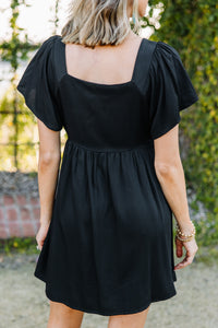 black embroidered babydoll dress
