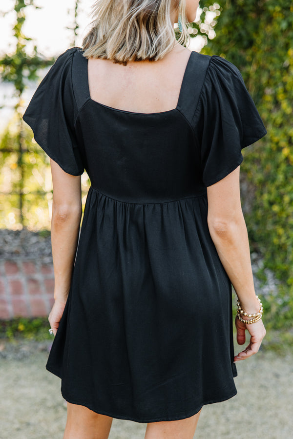 black embroidered babydoll dress