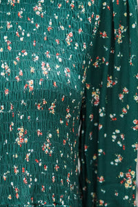 Getting Close Hunter Green Ditsy Floral Blouse