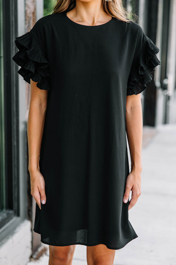 What A Vision Black Ruffled Dress