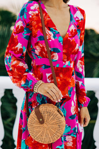 Just Feels Right Fuchsia Pink Floral Maxi Dress