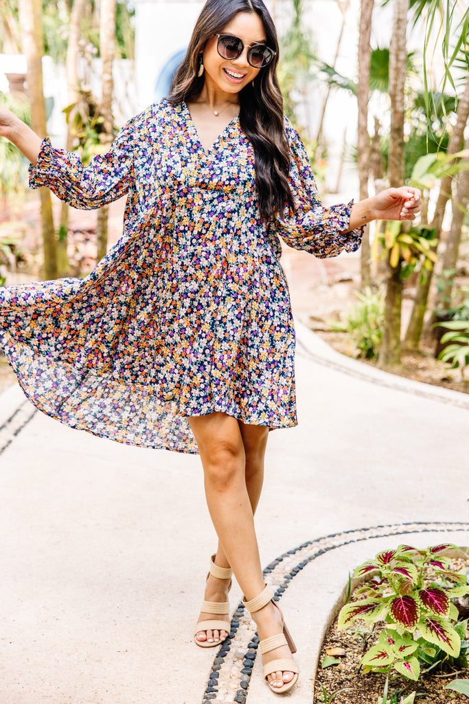 Dance For Hours Navy Blue Ditsy Floral Dress – Shop the Mint