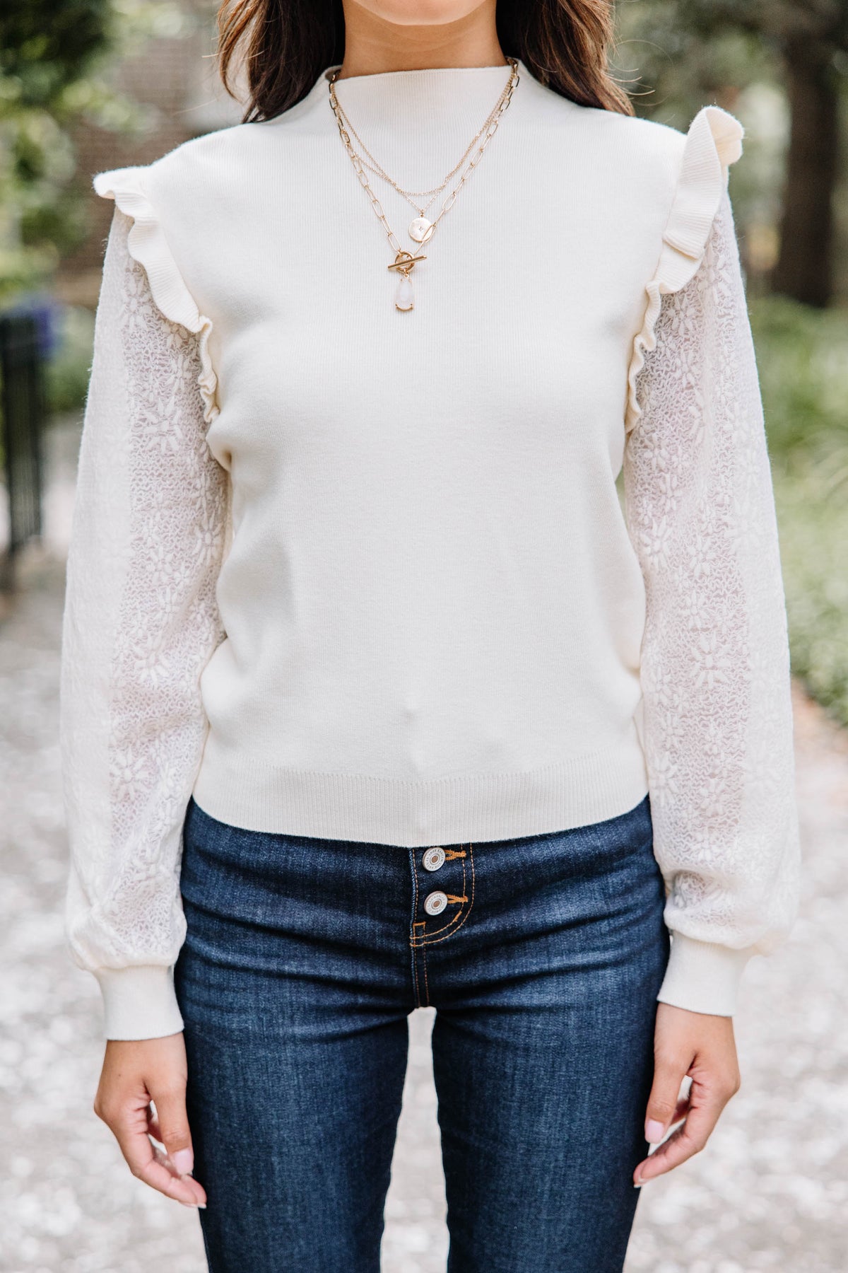 All Around The Way Natural White Ruffled Sweater – Shop the Mint