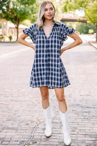 Sweet Aspirations Navy Blue Plaid Dress Shop the Mint Sweet Aspirations Navy Blue Plaid Dress Shop the Mint