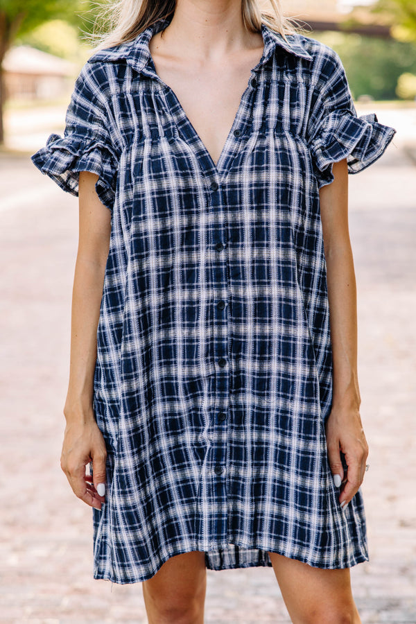 Sweet Aspirations Navy Blue Plaid Dress Shop the Mint Sweet Aspirations Navy Blue Plaid Dress Shop the Mint