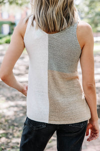 Over The Top Off White Colorblock Tank