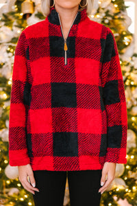 On The Move Red Buffalo Plaid Pullover