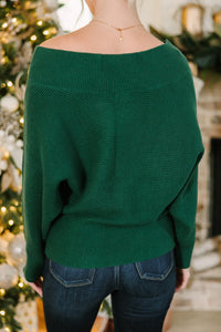 All On You Emerald Green Off Shoulder Sweater