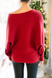 All On You Red Off Shoulder Sweater