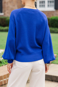 In The Works Royal Blue Ribbed Sweater