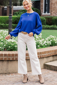 In The Works Royal Blue Ribbed Sweater