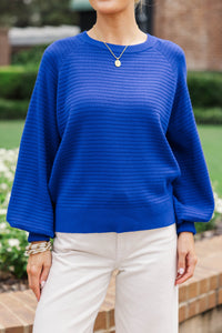In The Works Royal Blue Ribbed Sweater