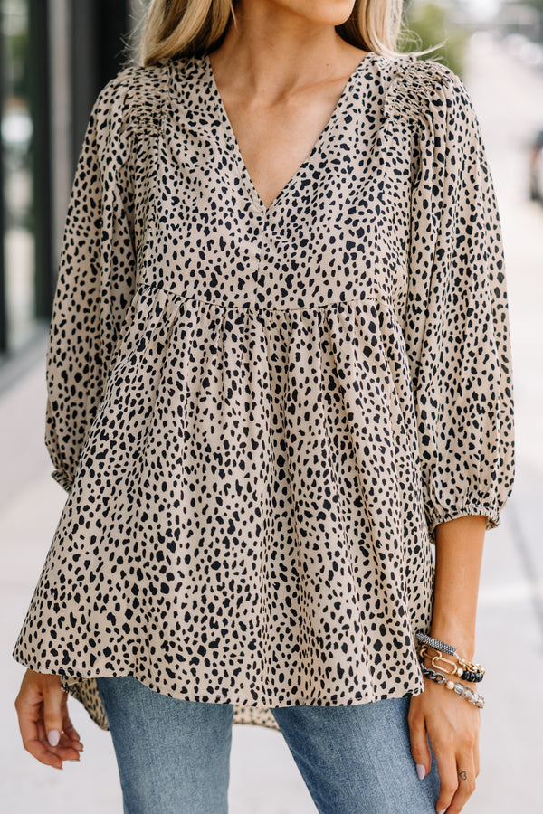 Feeling Wild Latte Brown Spotted Tunic