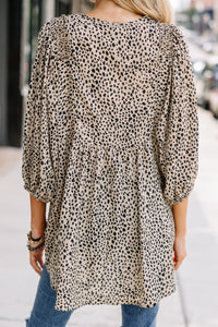 Feeling Wild Latte Brown Spotted Tunic