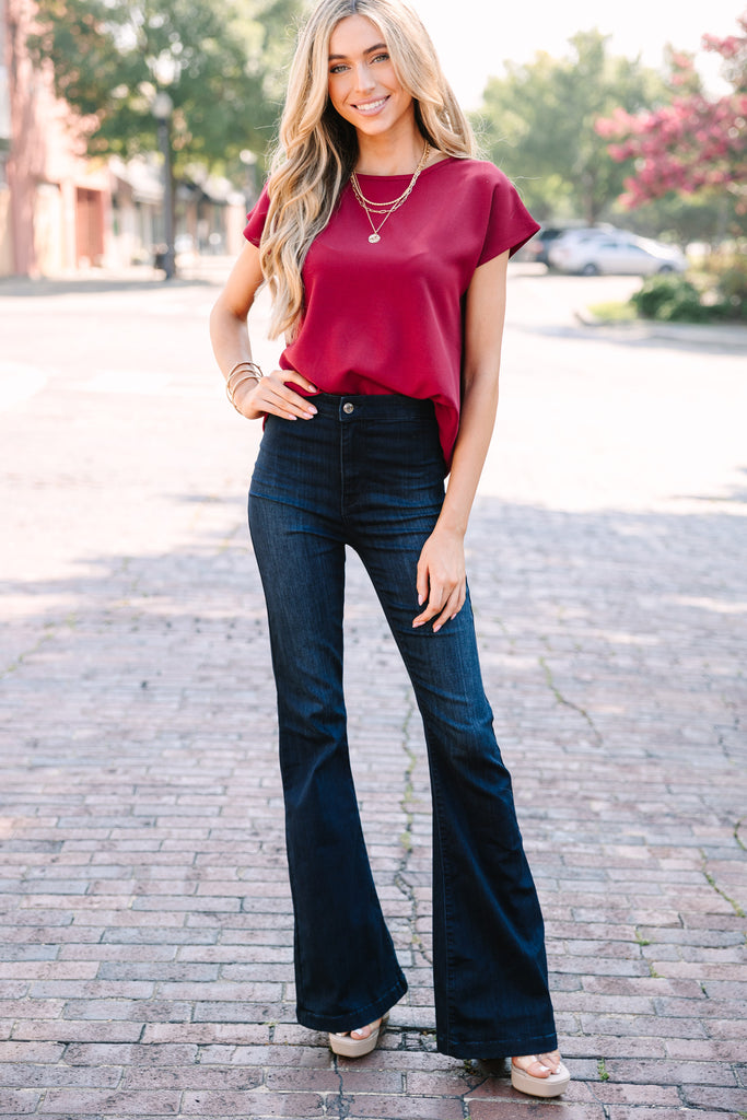 Classic Marsala Red Cap Sleeve Top - Chic Women's Tops – Shop the Mint