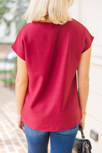 Hello Beautiful Marsala Red Cap Sleeve Top