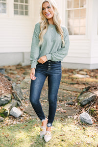 The Slouchy Olive Green Cable Knit Top