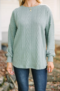 The Slouchy Olive Green Cable Knit Top