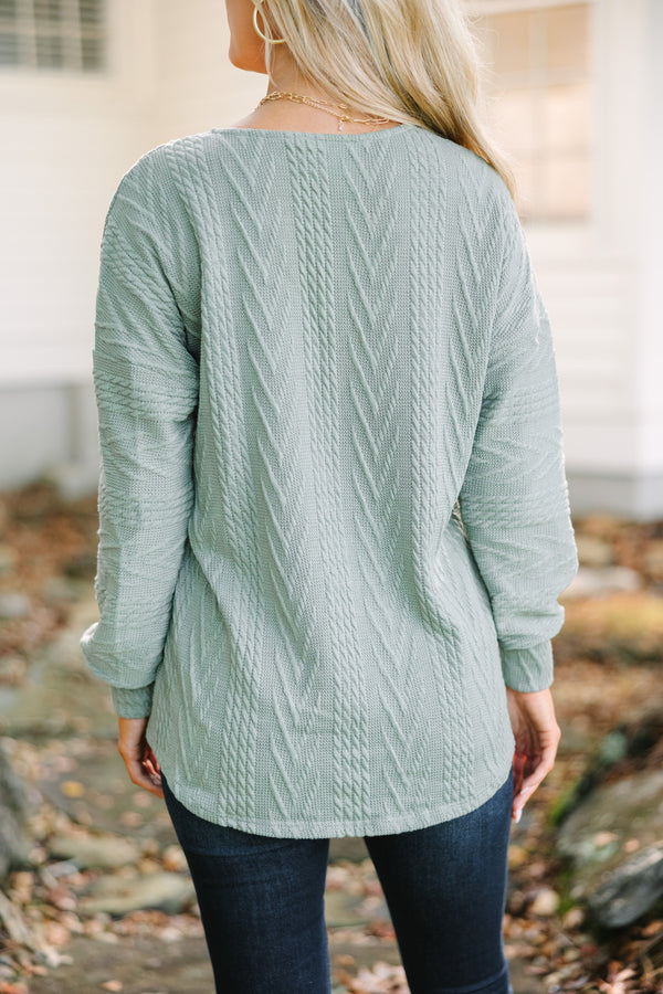 The Slouchy Olive Green Cable Knit Top