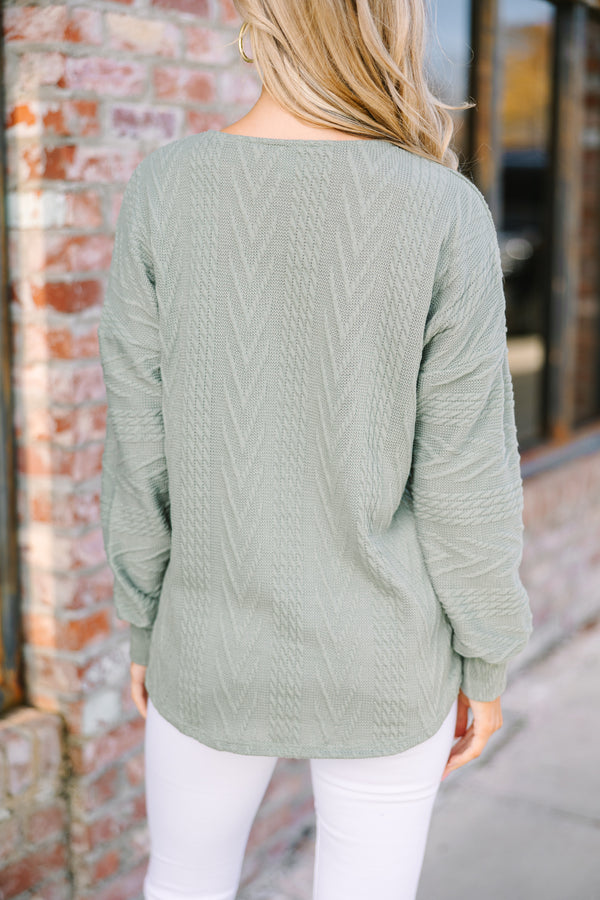 The Slouchy Olive Green Cable Knit Top – Shop the Mint