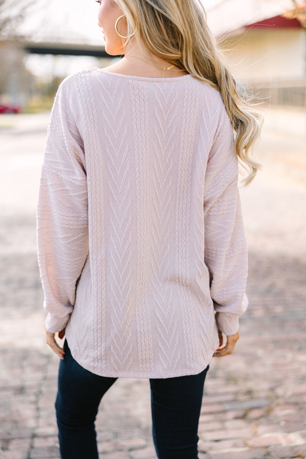 The Slouchy Taupe Brown Cable Knit Top