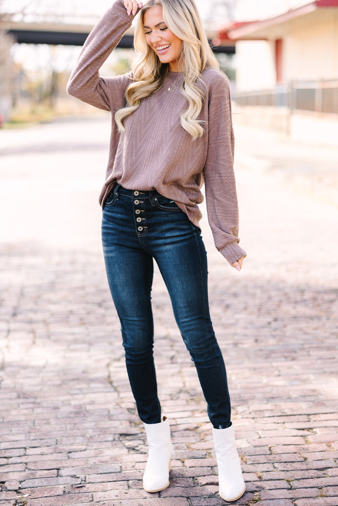 The Slouchy Mushroom Brown Cable Knit Top – Shop the Mint
