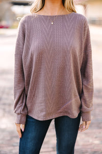 The Slouchy Mushroom Brown Cable Knit Top