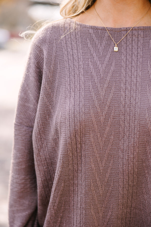 The Slouchy Mushroom Brown Cable Knit Top