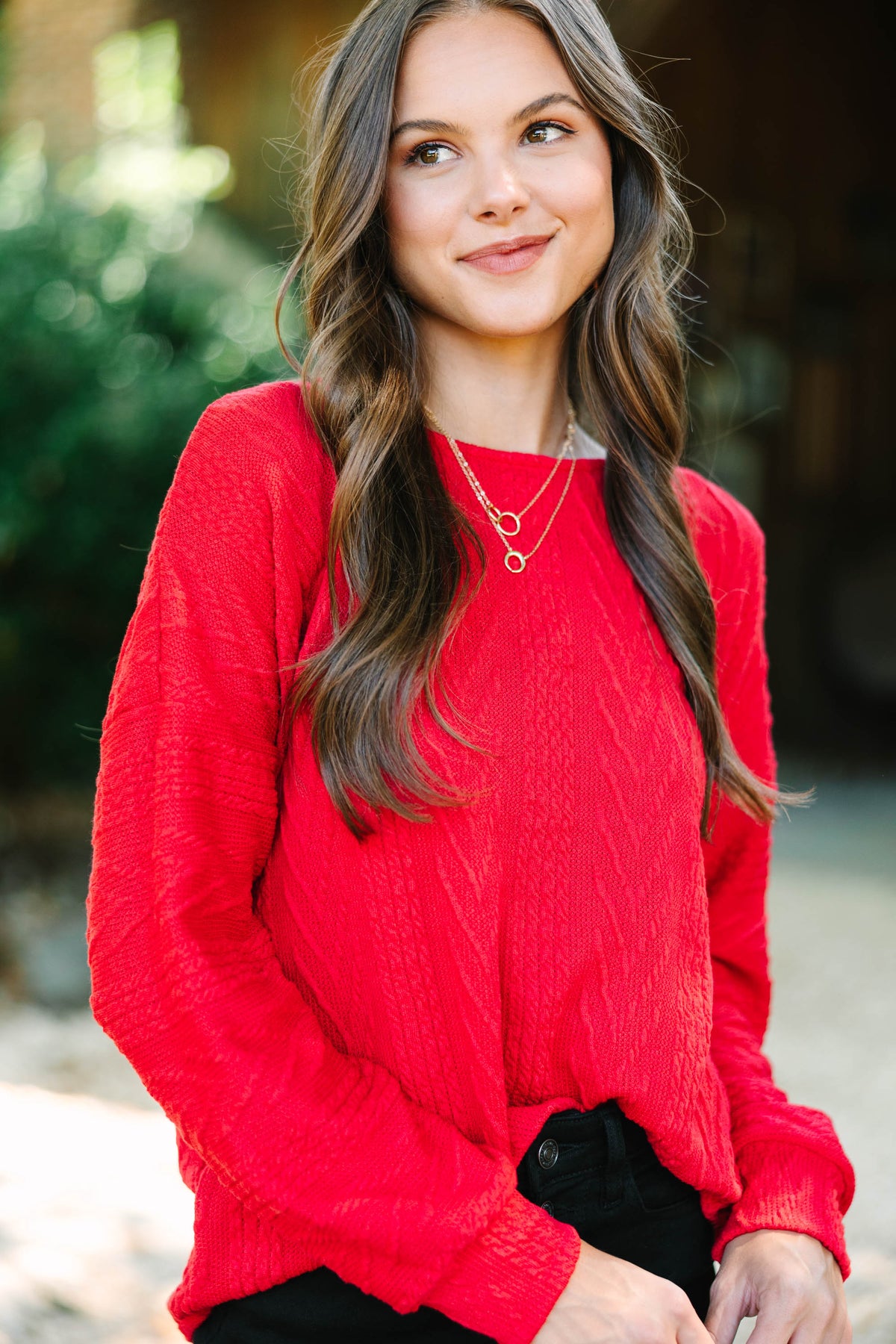 The Slouchy Red Cable Knit Top – Shop the Mint