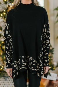 All In Theory Black Leopard Sweater Tunic