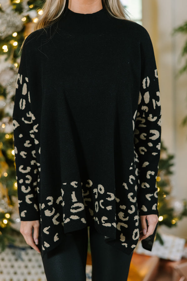 All In Theory Black Leopard Sweater Tunic