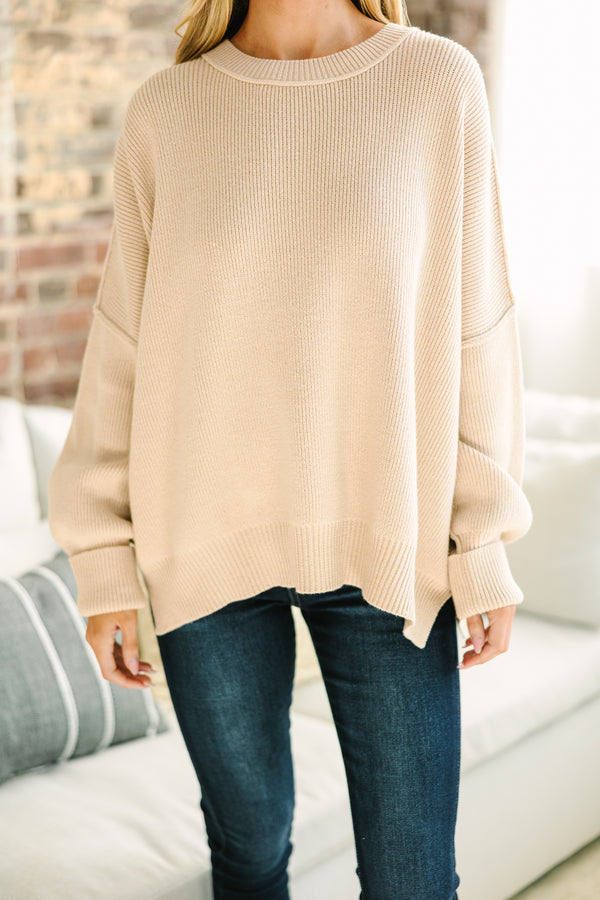 Give You Joy Taupe White Dolman Sweater