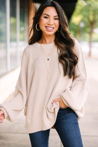 Give You Joy Taupe White Dolman Sweater