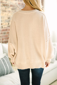 Give You Joy Taupe White Dolman Sweater