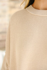 Give You Joy Taupe White Dolman Sweater