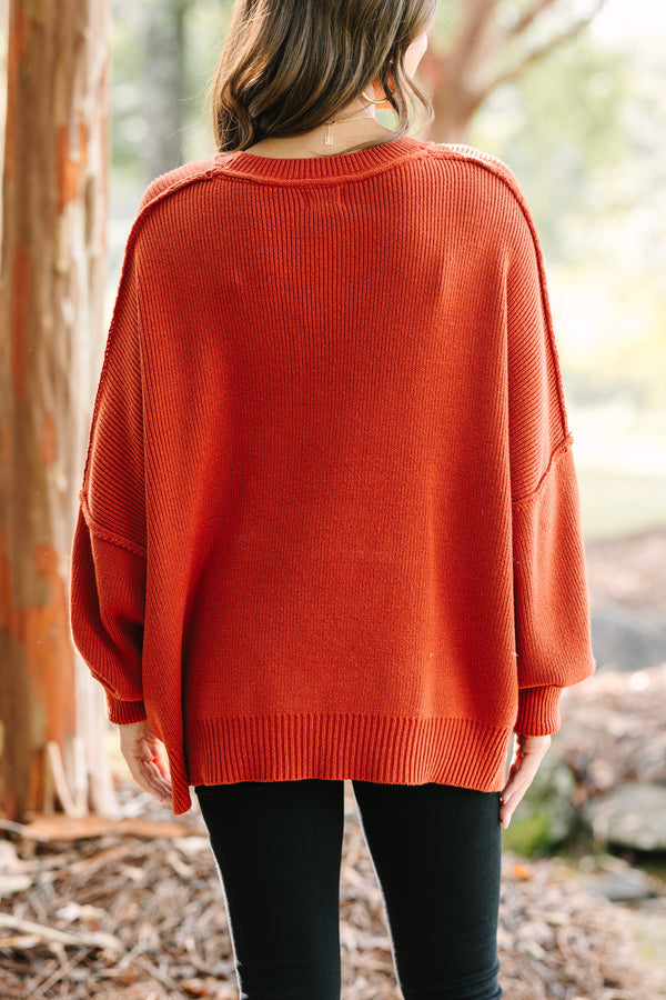 Give You Joy Clay Orange Dolman Sweater