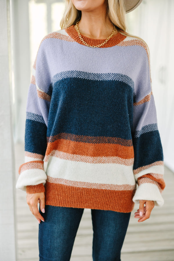 Fall For You Navy Striped Sweater