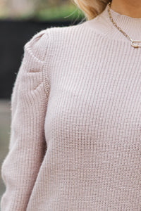 Tell You Everything Taupe Brown Ribbed Sweater Dress