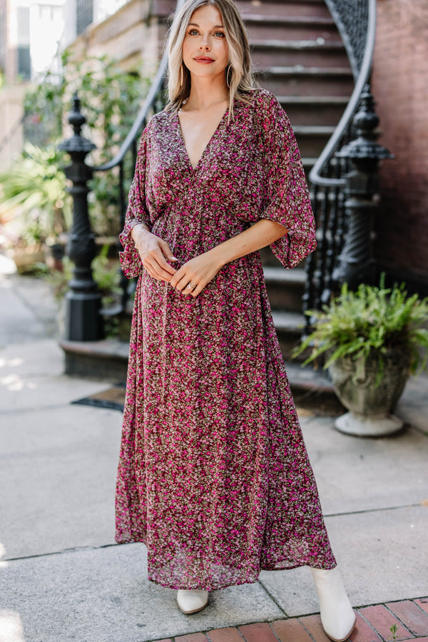 Thinking Of You Burgundy Red Ditsy Floral Maxi Dress – Shop the Mint