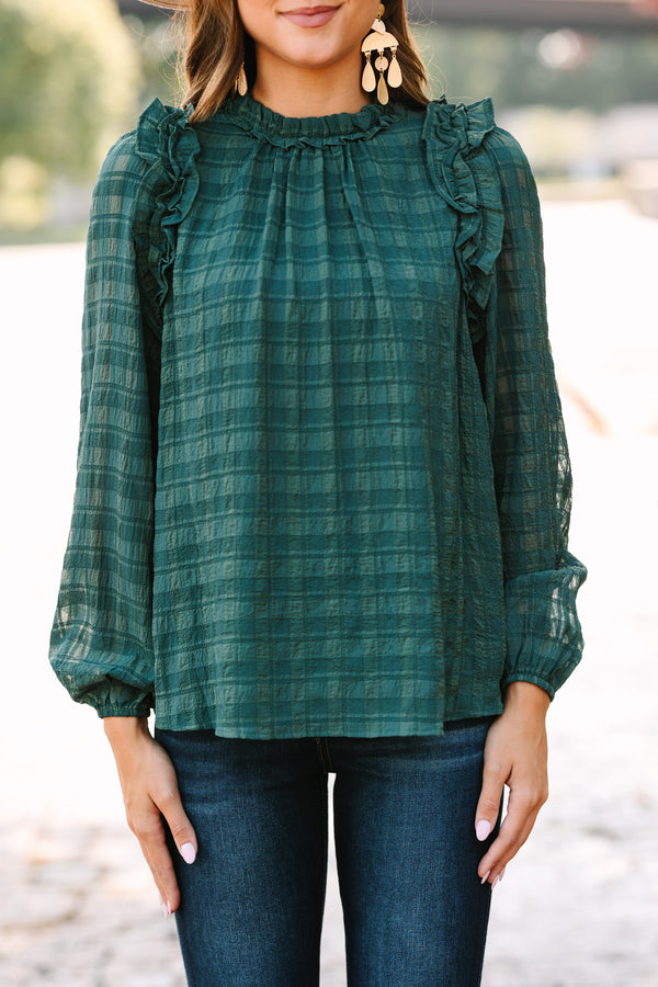 Girls: Give Me A Call Emerald Green Ruffled Blouse – Shop the Mint
