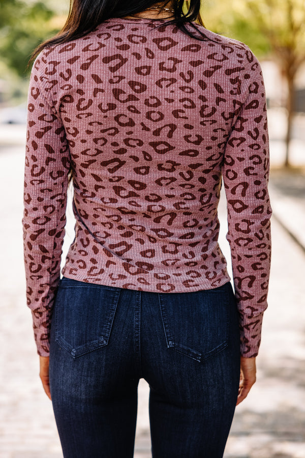 As Far As You Know Mocha Brown Leopard Top